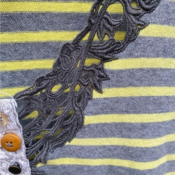Free People Yellow/Gray Striped Call Back Henley Top I Size: S - Picture 8 of 12